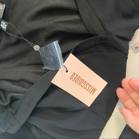 MISSGUIDED BLACK SHIRRED WAIST SHIRT DRESS NWT 8 - Picture 6 of 10